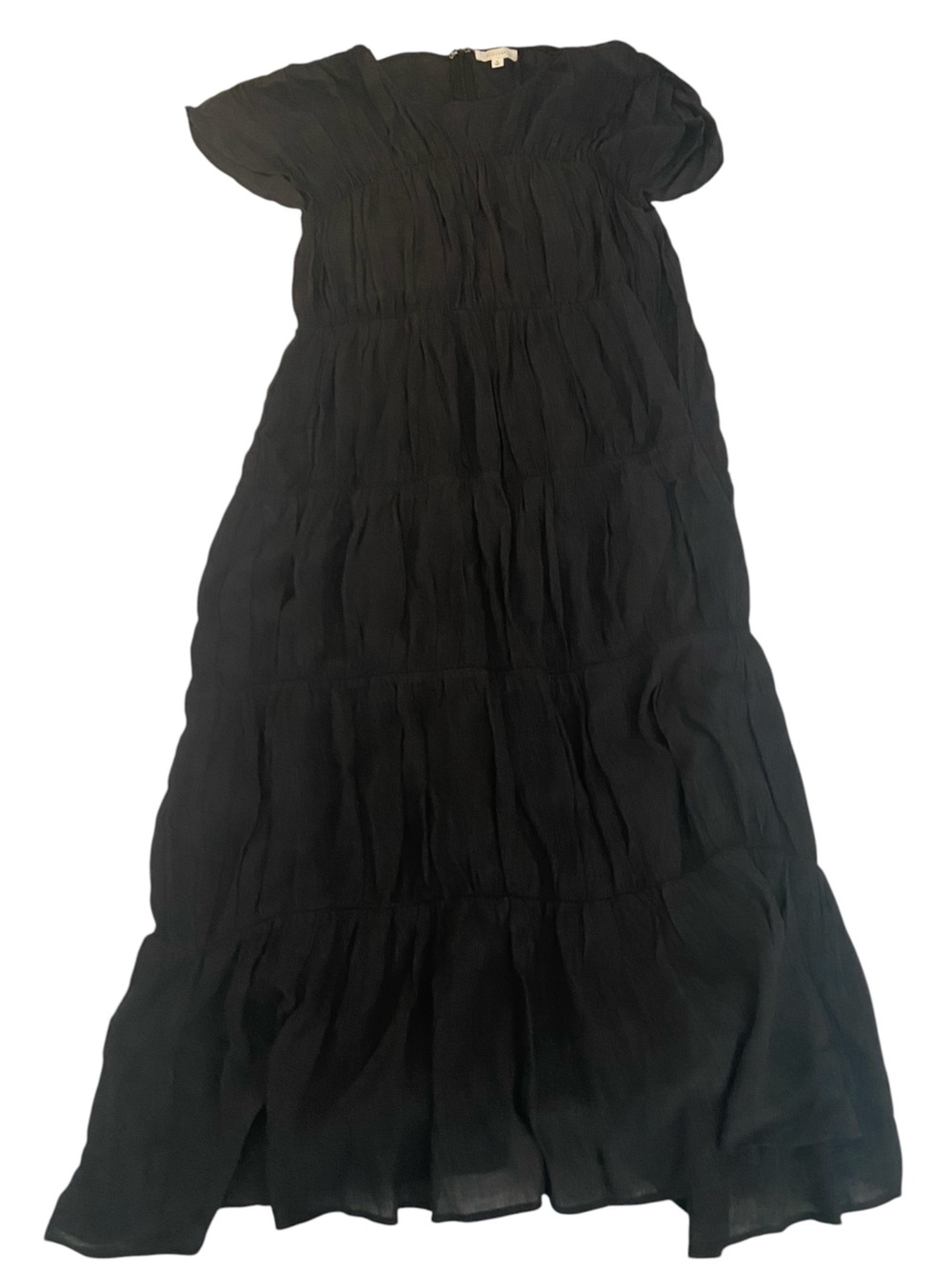 ALL: ROW BLACK RUCHED TIERED DRESS SIZE SMALL - Picture 1 of 6